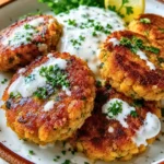 Crispy Mediterranean Chickpea Patties with Lemon Yogurt Sauce