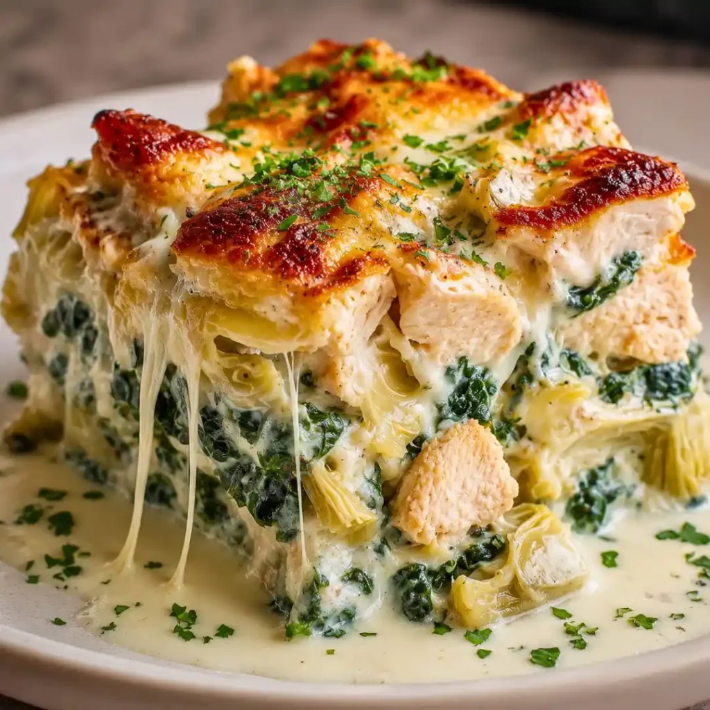 High Protein Spinach And Artichoke Chicken Casserole