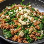 Ground Beef and Spinach Skillet with Feta