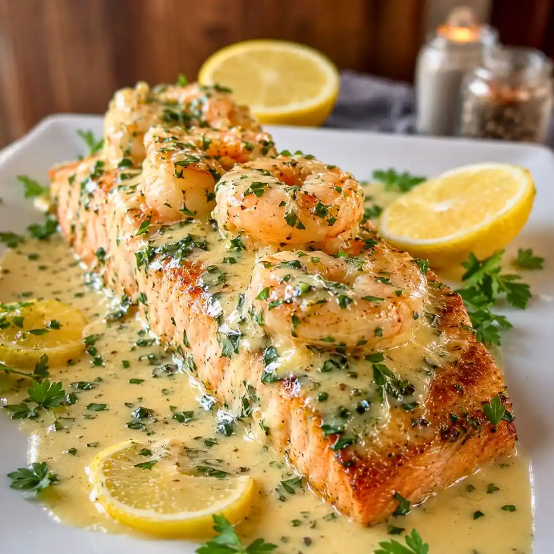 Creamy Tuscan Shrimp-Stuffed Salmon Fillets