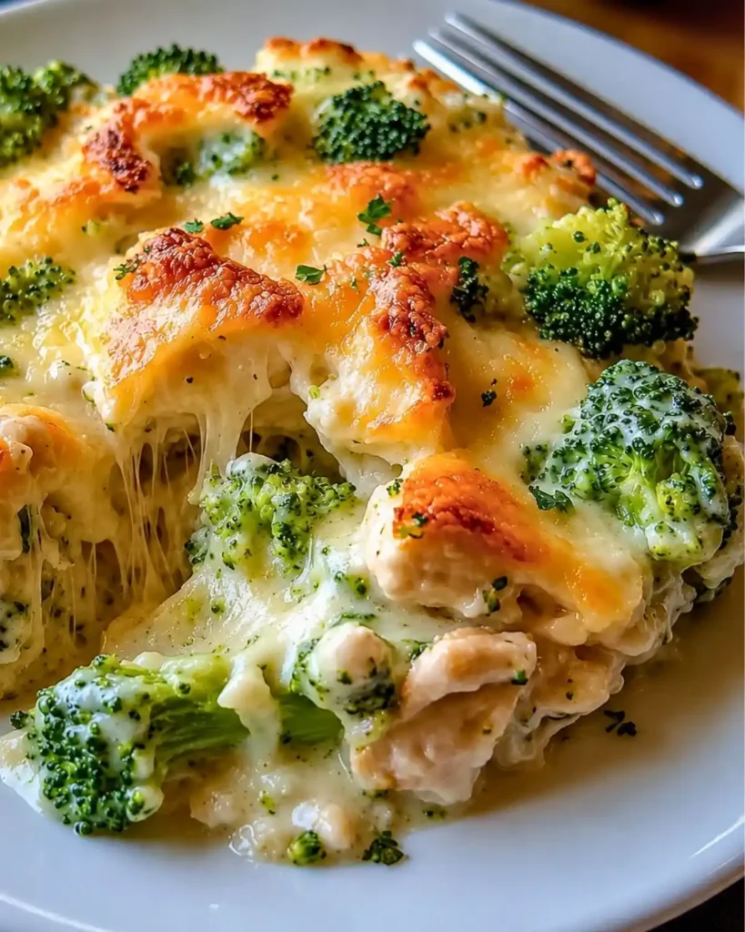 Easy Keto Chicken Alfredo Broccoli Bake Dinner Idea
