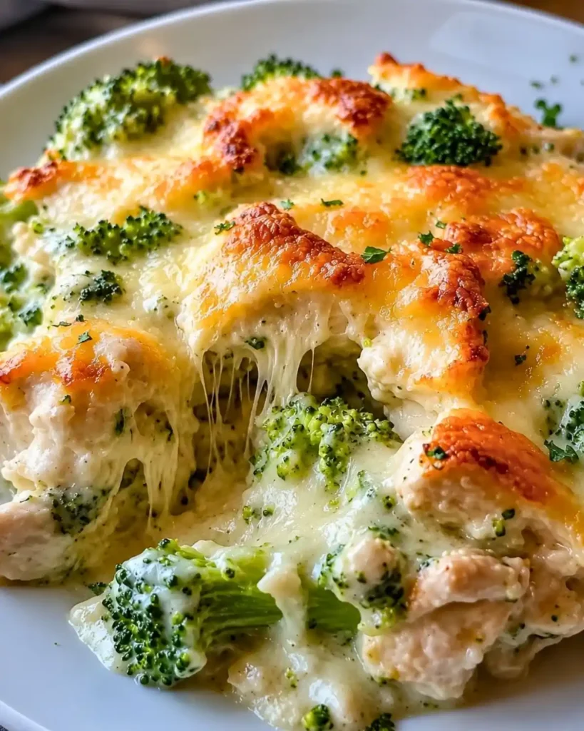 Easy Keto Chicken Alfredo Broccoli Bake Dinner Idea