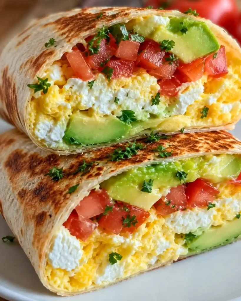 High-Protein Breakfast Wrap with Cottage Cheese and Avocado