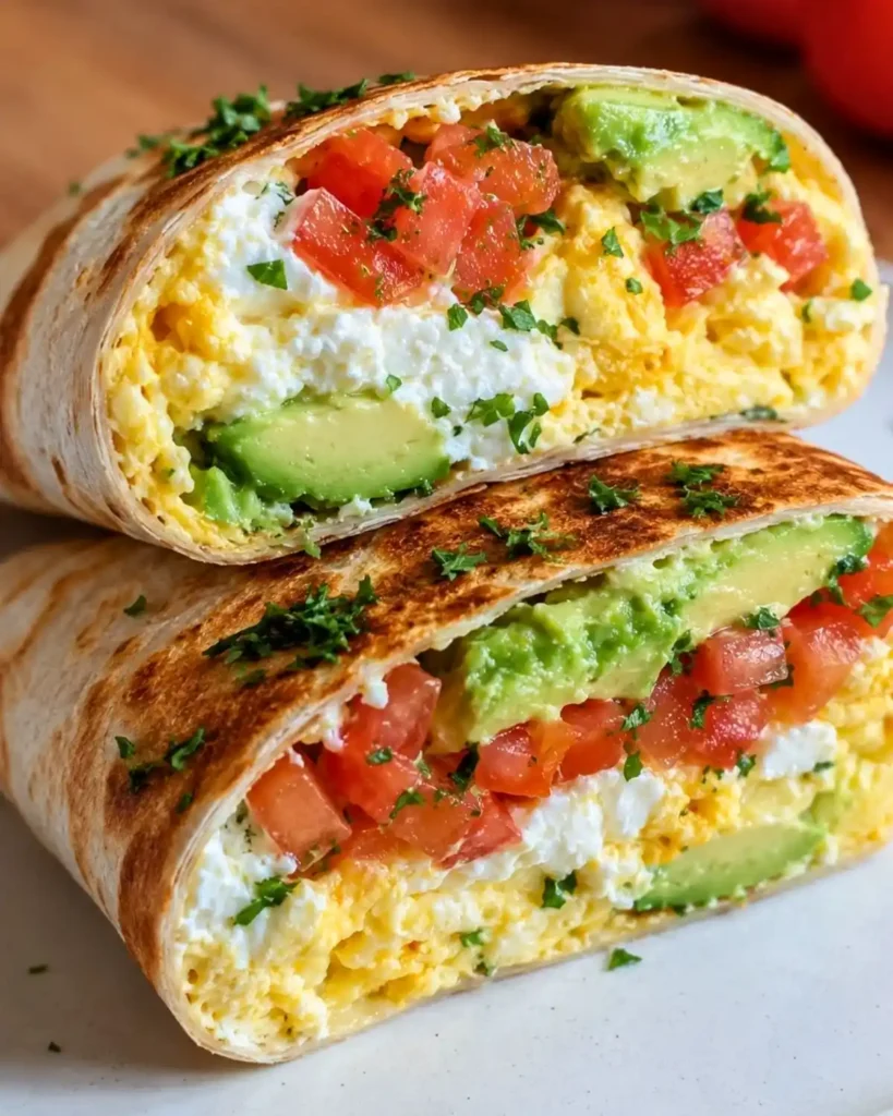 High-Protein Breakfast Wrap with Cottage Cheese and Avocado