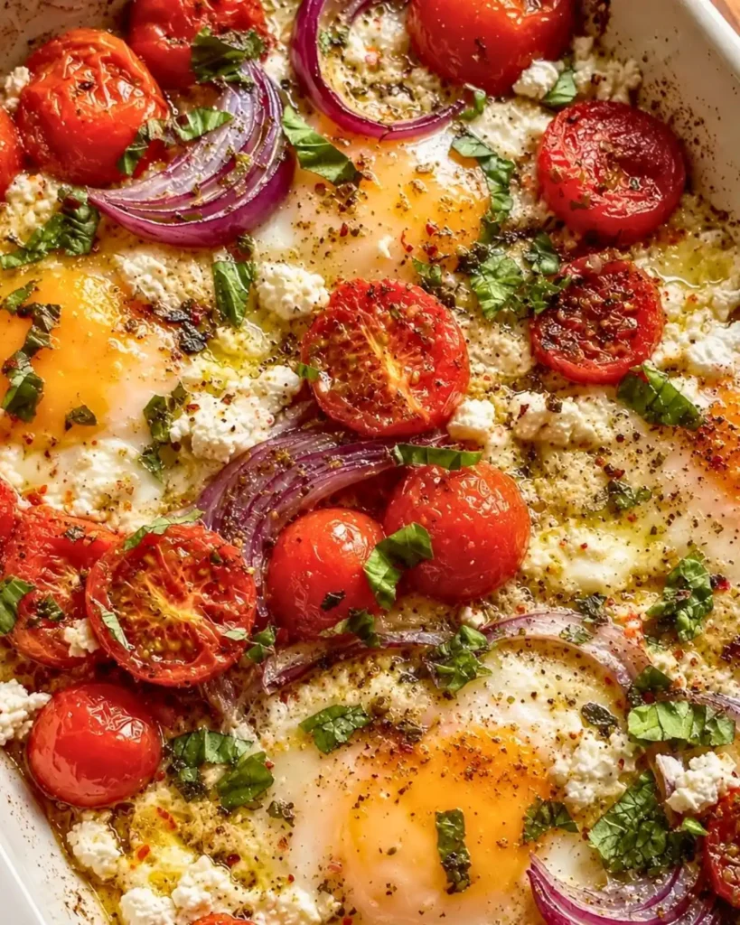 Easy Tomato Feta Baked Eggs