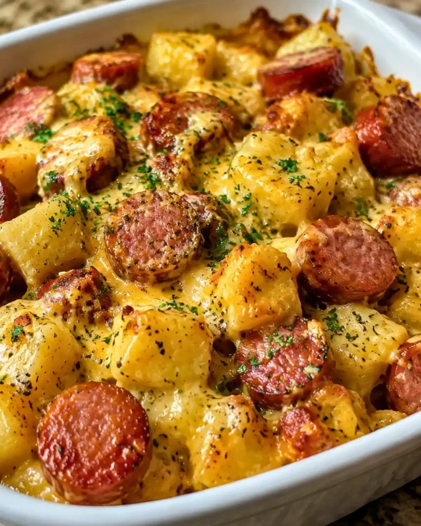 Kielbasa Sausage Cheesy Potato Casserole
