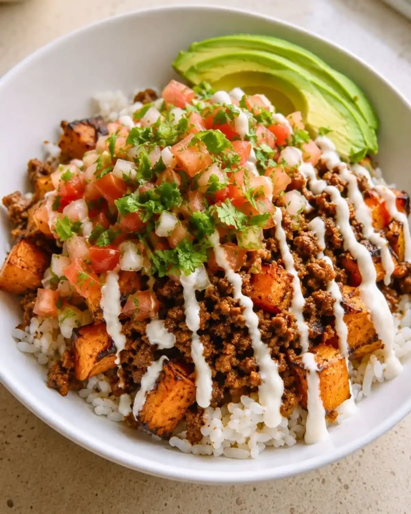 Sweet Potato Taco Bowl With Savory Ground Beef