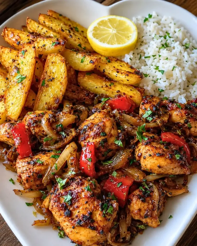 Ultimate Caribbean-Style Herb Chicken with Rice & Rustic Potato Wedges