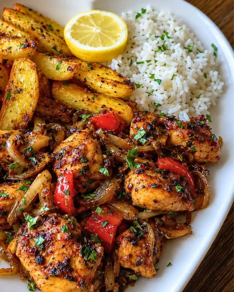 Ultimate Caribbean-Style Herb Chicken with Rice & Rustic Potato Wedges