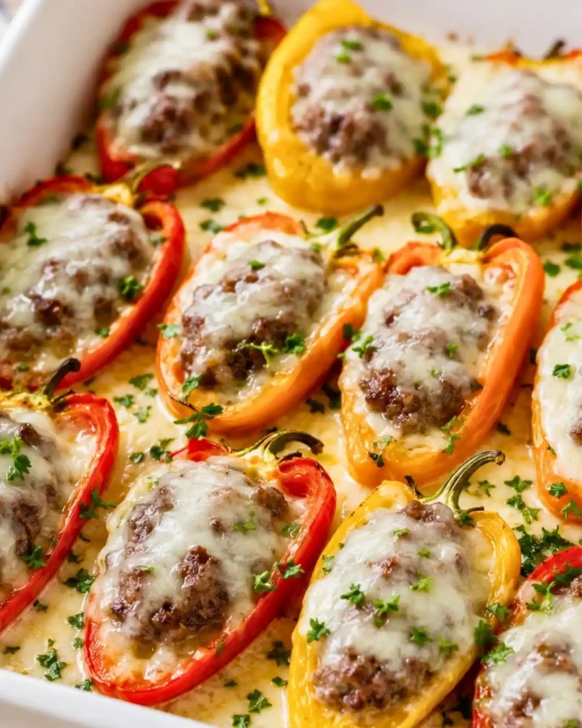 Low-Carb, Keto Cheeseburger Stuffed Peppers Recipe