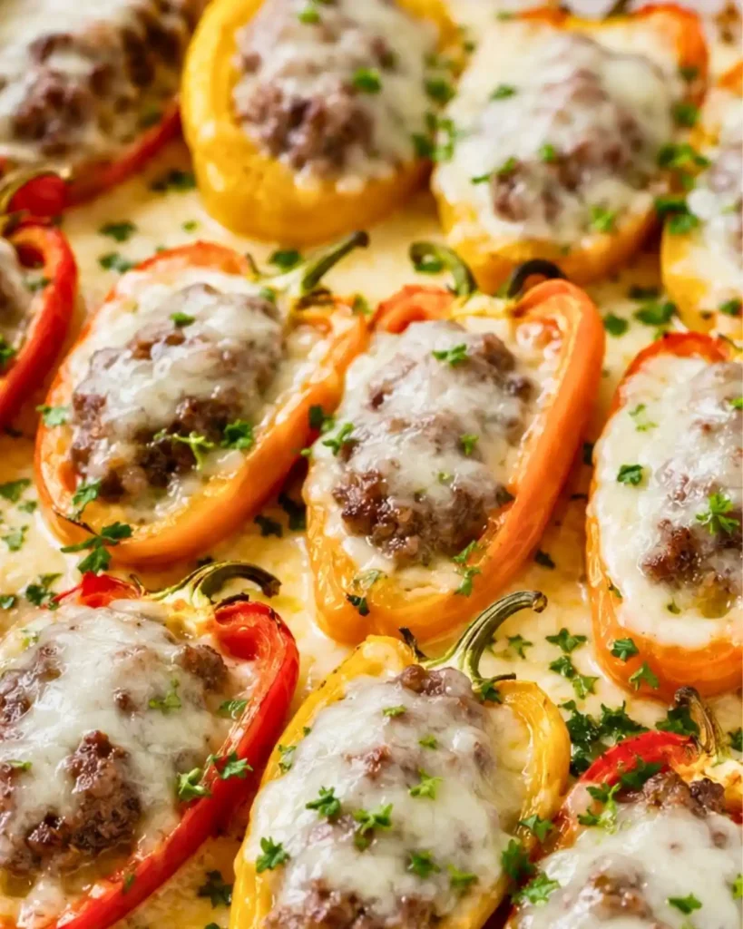 Low-Carb, Keto Cheeseburger Stuffed Peppers Recipe