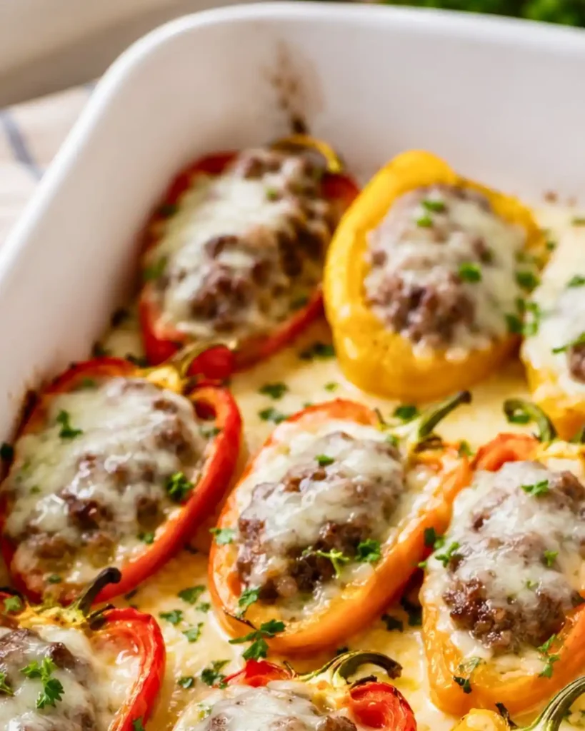 Low-Carb, Keto Cheeseburger Stuffed Peppers Recipe