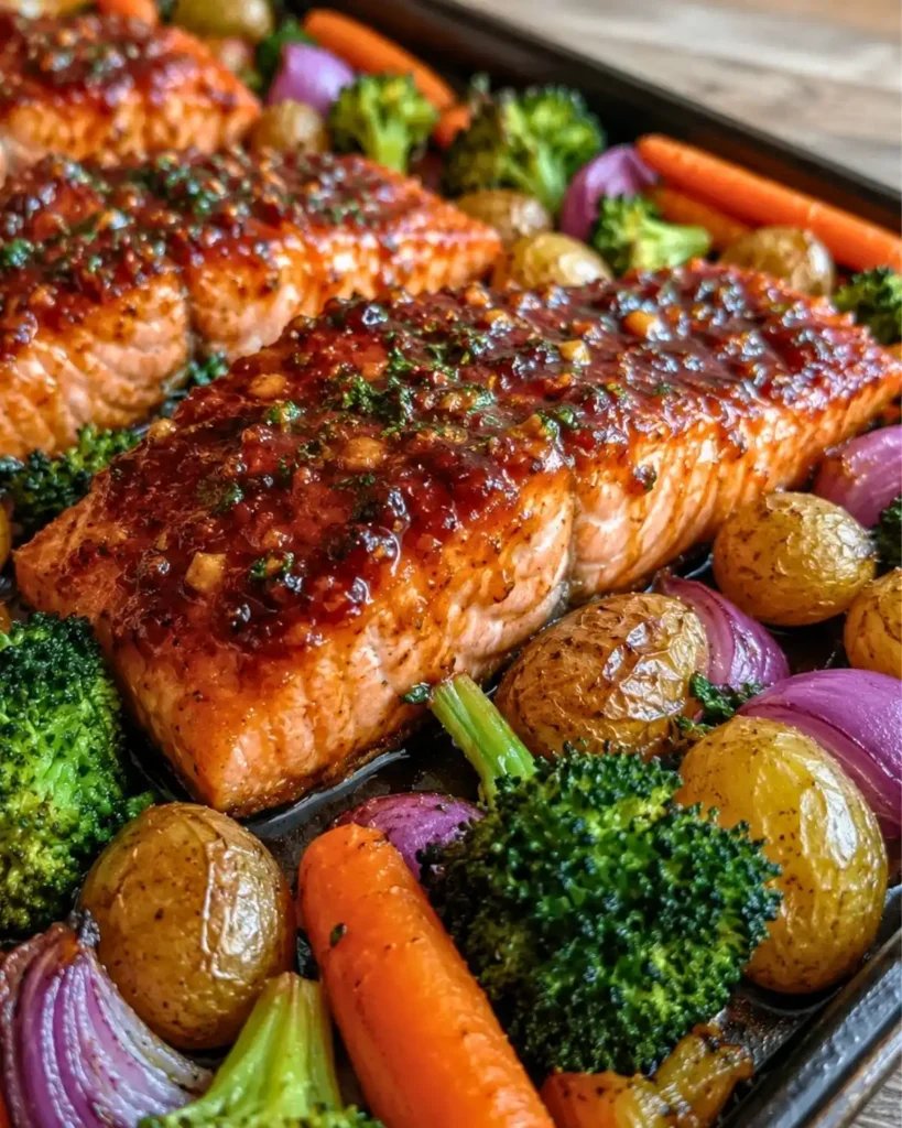Easy Gochujang Glazed Salmon Sheet Pan Dinner Ready in 30 Minutes