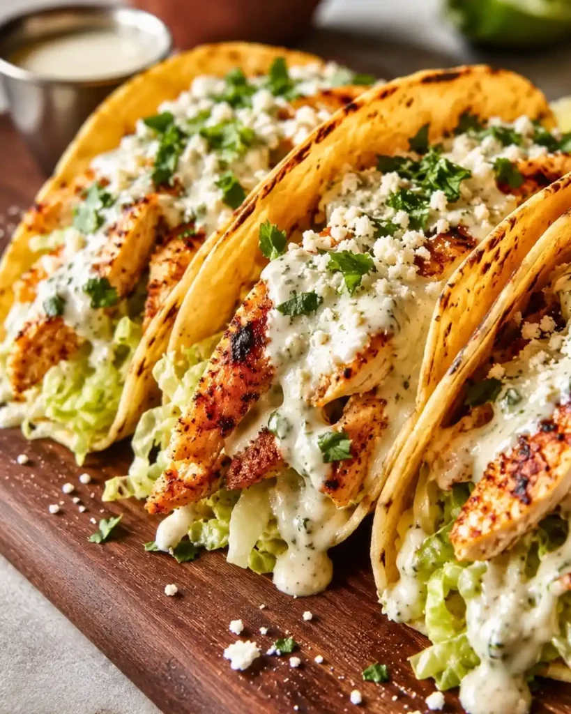 Smash Chicken Caesar Tacos