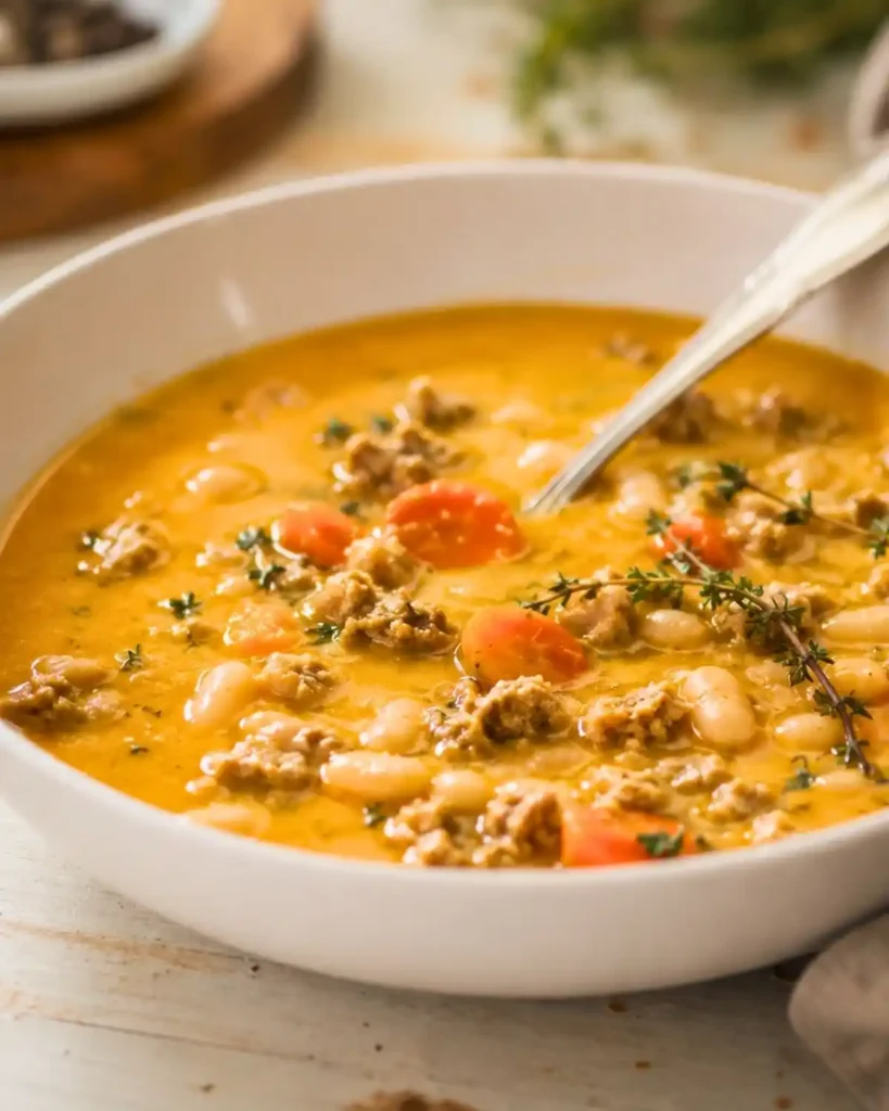 high protein Creamy Turkey Pumpkin Chili