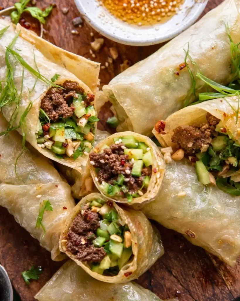 20 Minute Thai Basil Beef Rolls