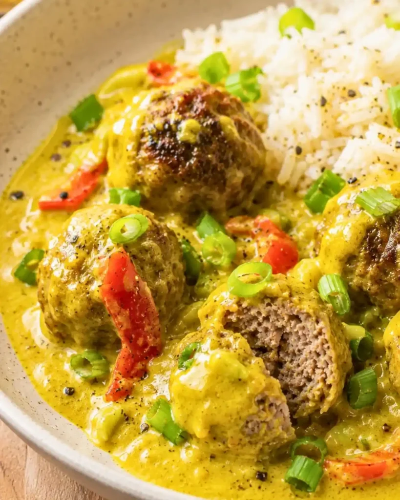 
Jerk Meatballs In Coconut Curry Sauce