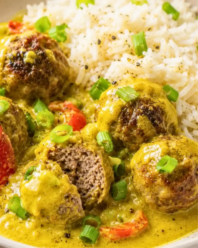 
Jerk Meatballs In Coconut Curry Sauce