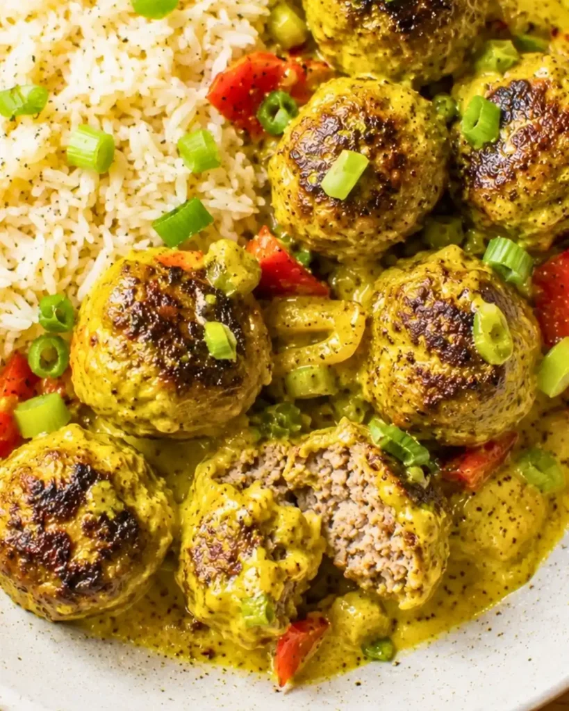 
Jerk Meatballs In Coconut Curry Sauce