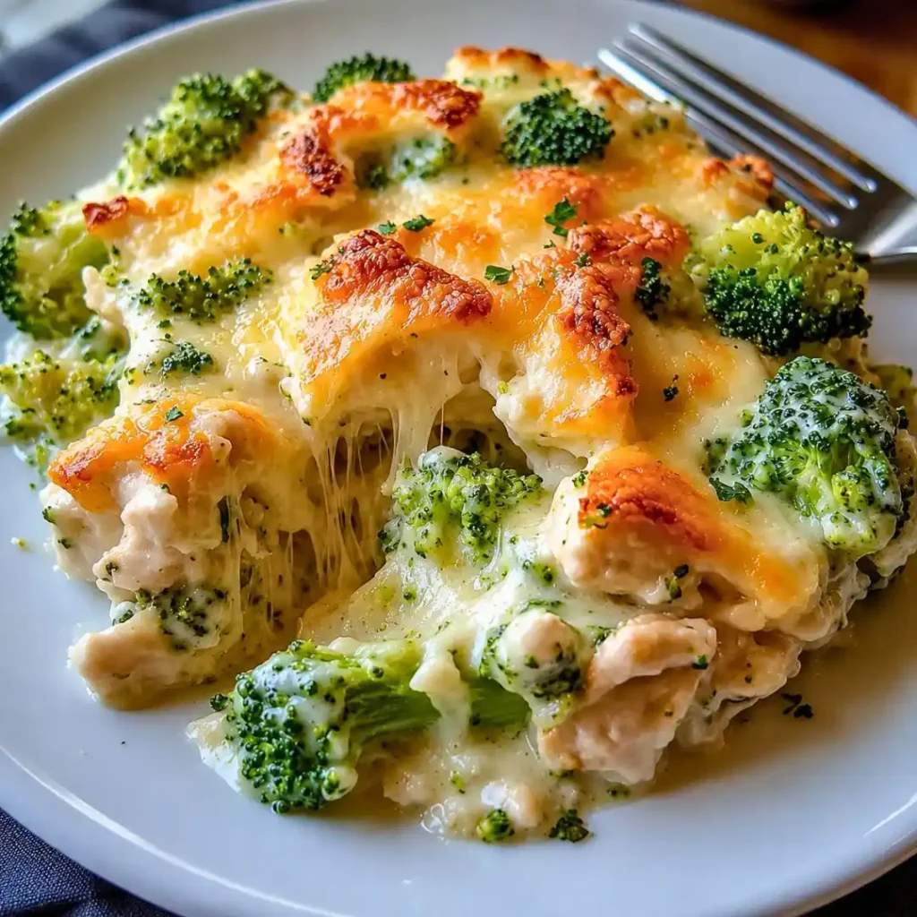 Easy Keto Chicken Alfredo Broccoli Bake Dinner Idea