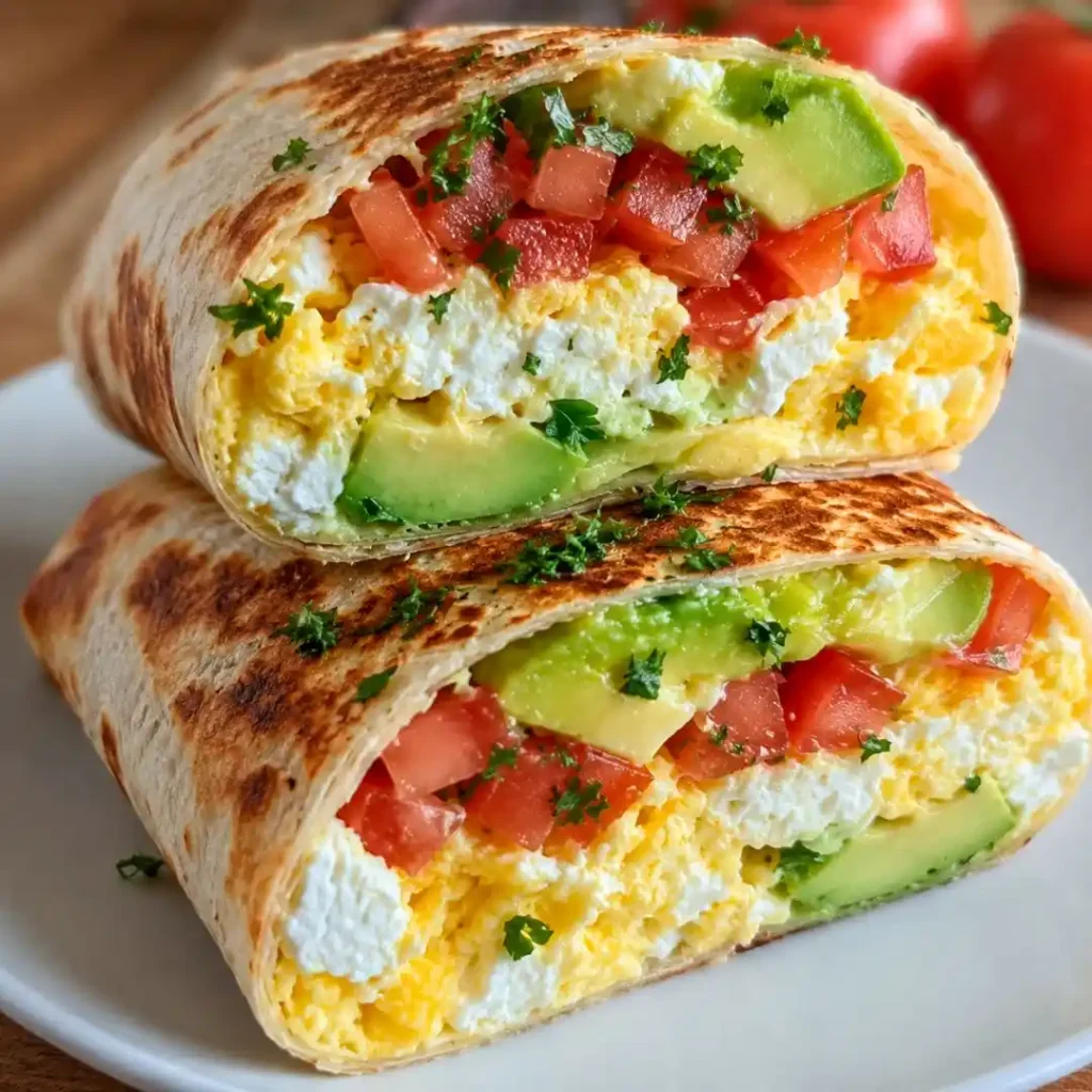 High-Protein Breakfast Wrap with Cottage Cheese and Avocado