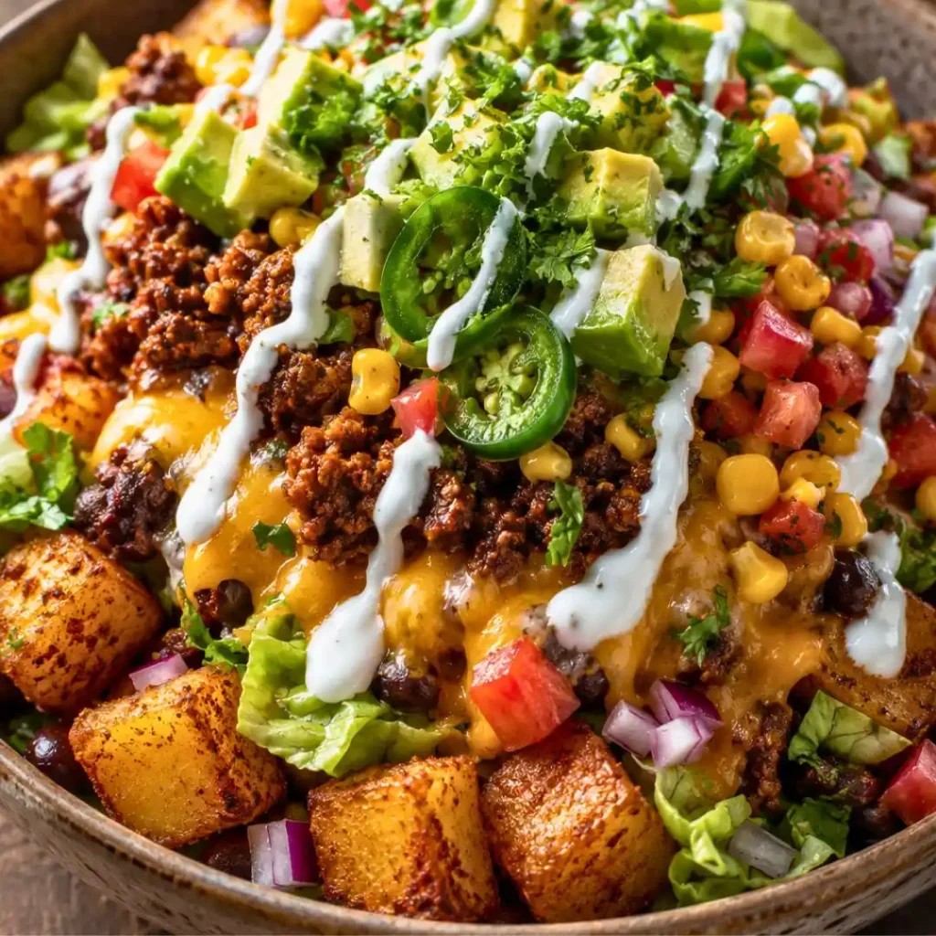 30 Minutes Loaded Potato Taco Bowl Recipe