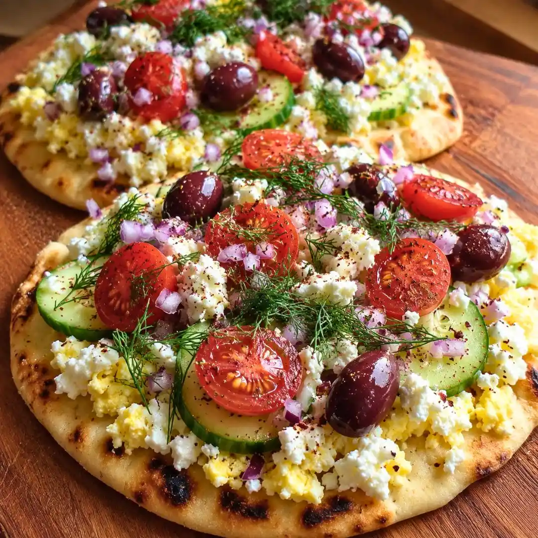 Greek Salad Cottage Cheese Flatbread