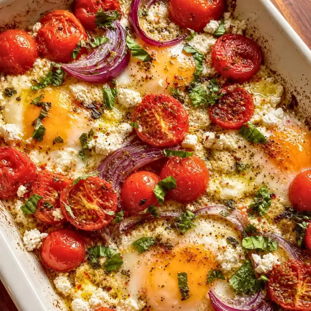 Easy Tomato Feta Baked Eggs