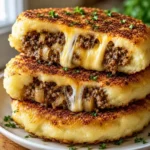 Cheesy Beef Stuffed Potato Pancakes