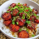 Sticky Honey Garlic Smoked Sausage Rice