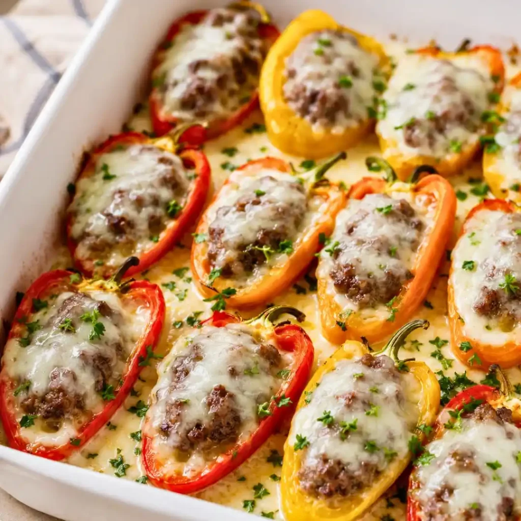 Low-Carb, Keto Cheeseburger Stuffed Peppers Recipe