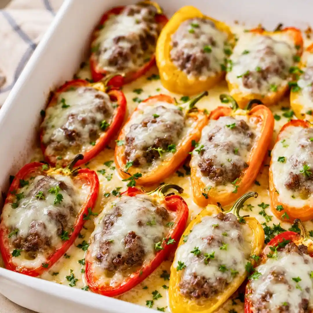 Low-Carb, Keto Cheeseburger Stuffed Peppers Recipe