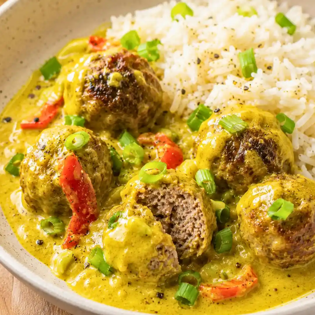 Jerk Meatballs In Coconut Curry Sauce